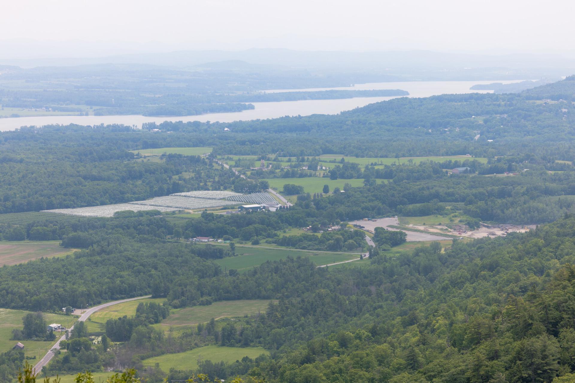 The view of lowlands along Lake Champlain from Coot Hill
