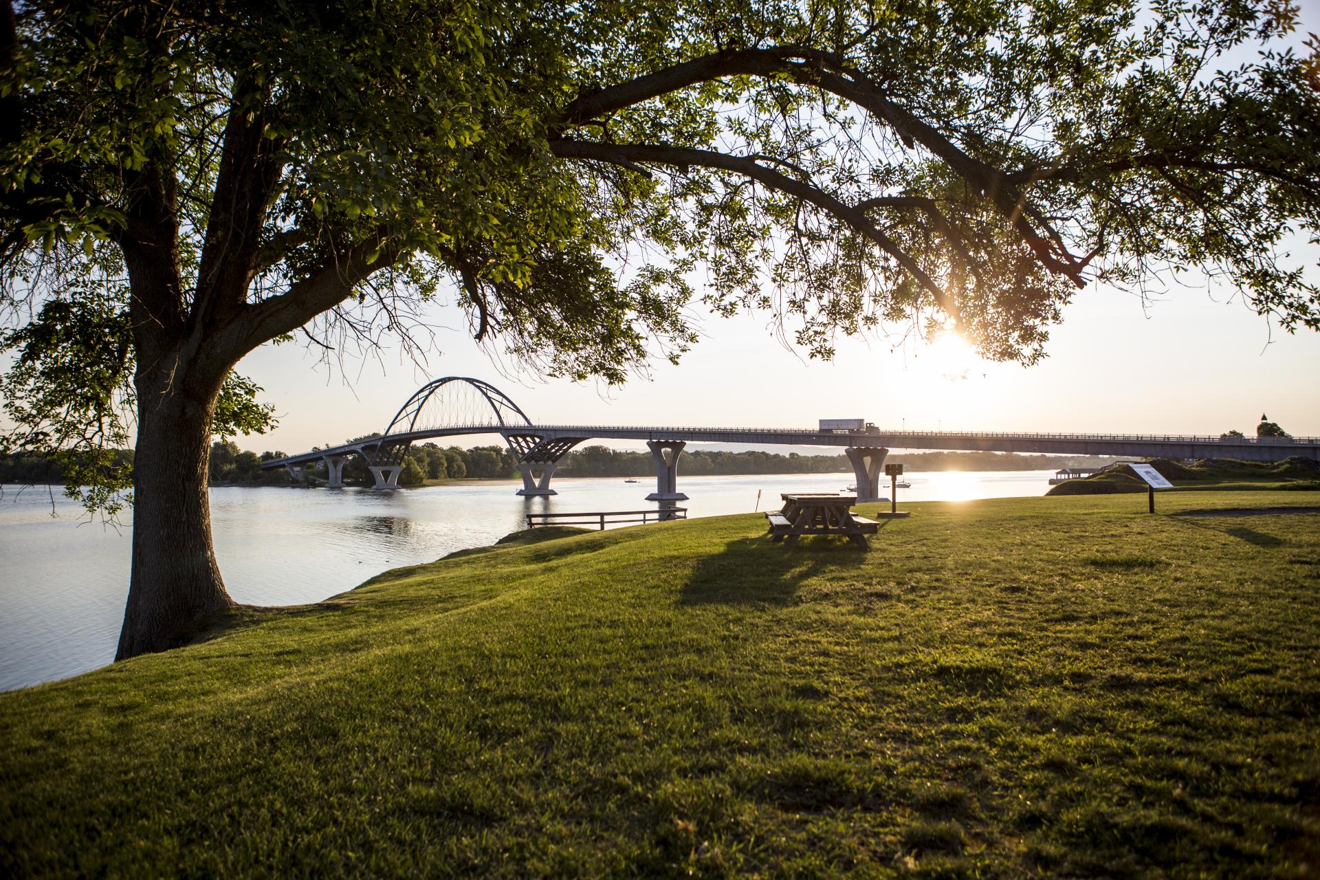 The Crown Point State Historic Site is part of a park system near the bridge.