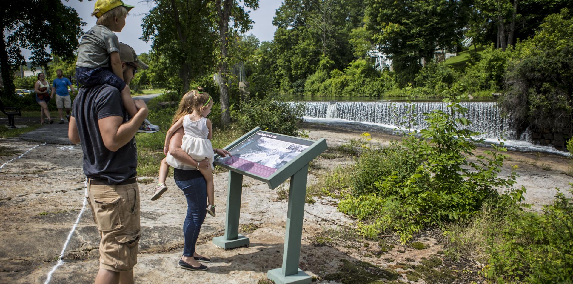 Informational signboards tell the history.