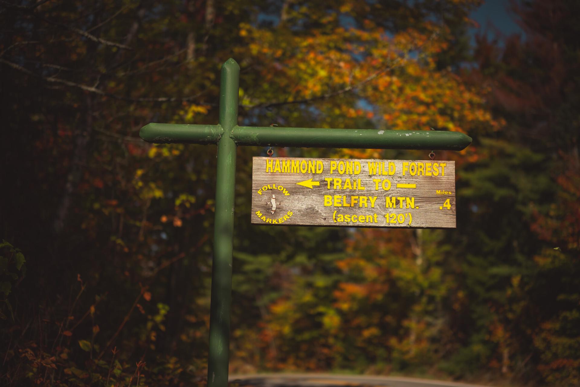 The sign for Belfry Mountain