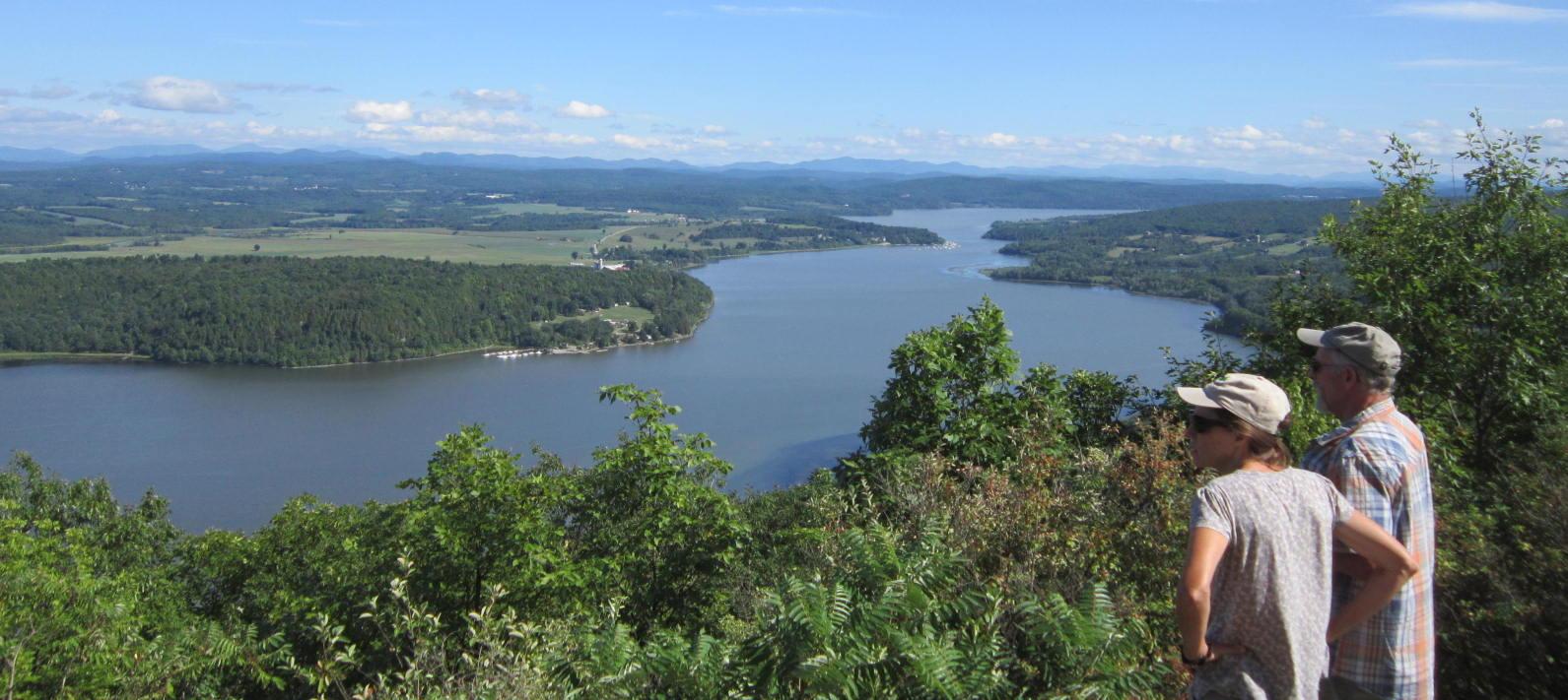 A winding portion of the lake as seen from above.