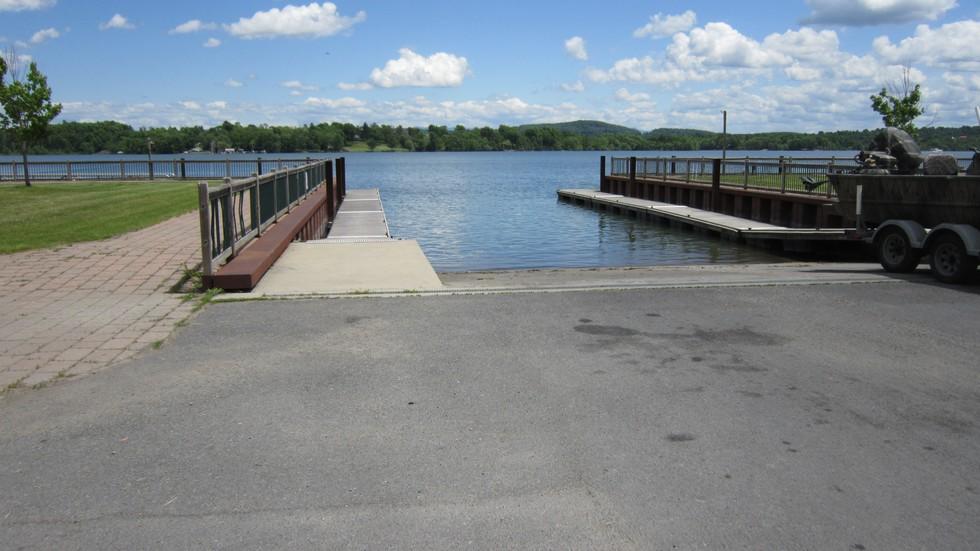 An empty boat launch site.