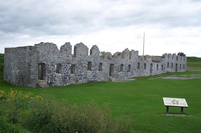 An old fort at Crown Point with an interpretive sign