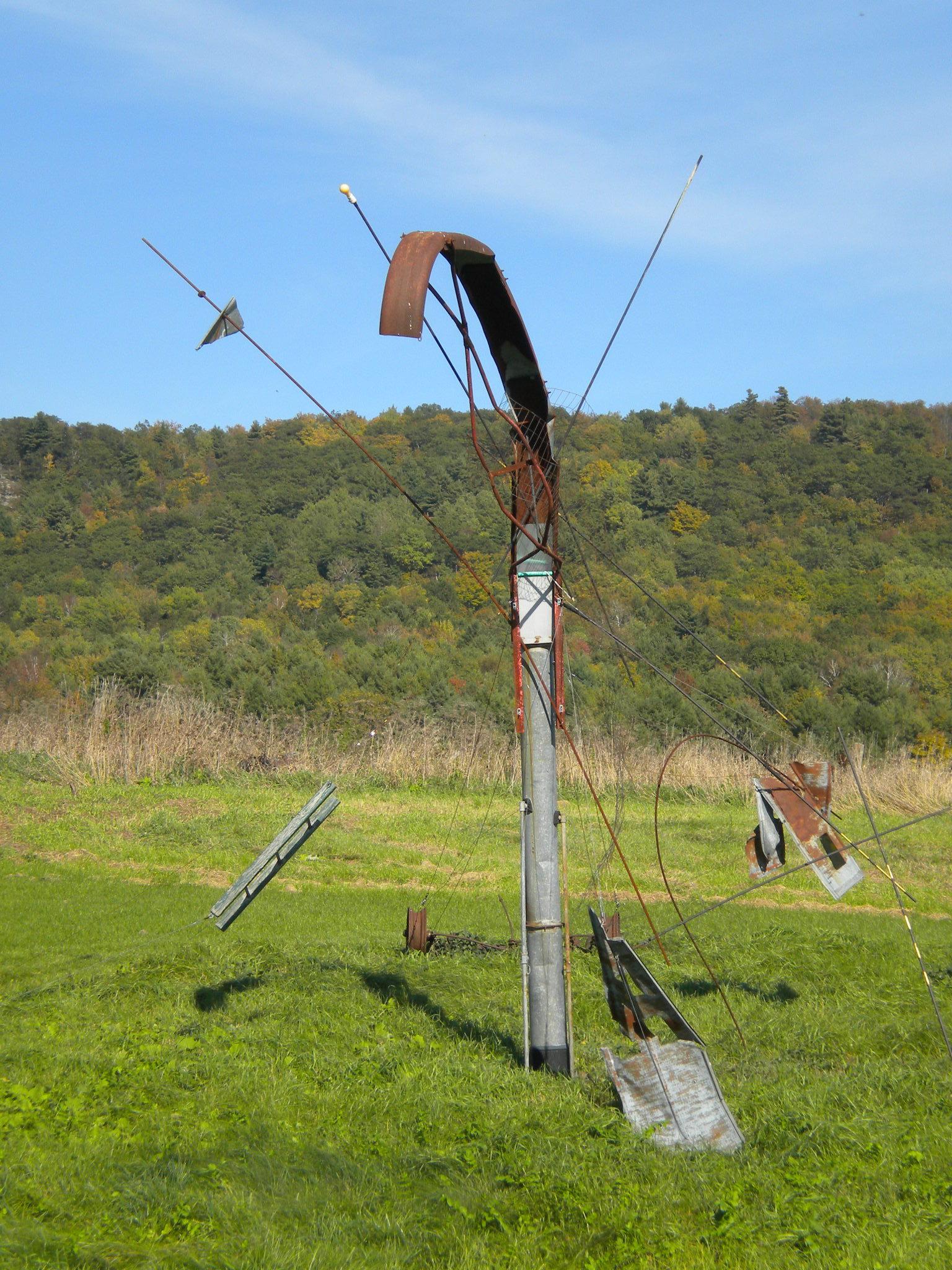 A tall metal sculpture