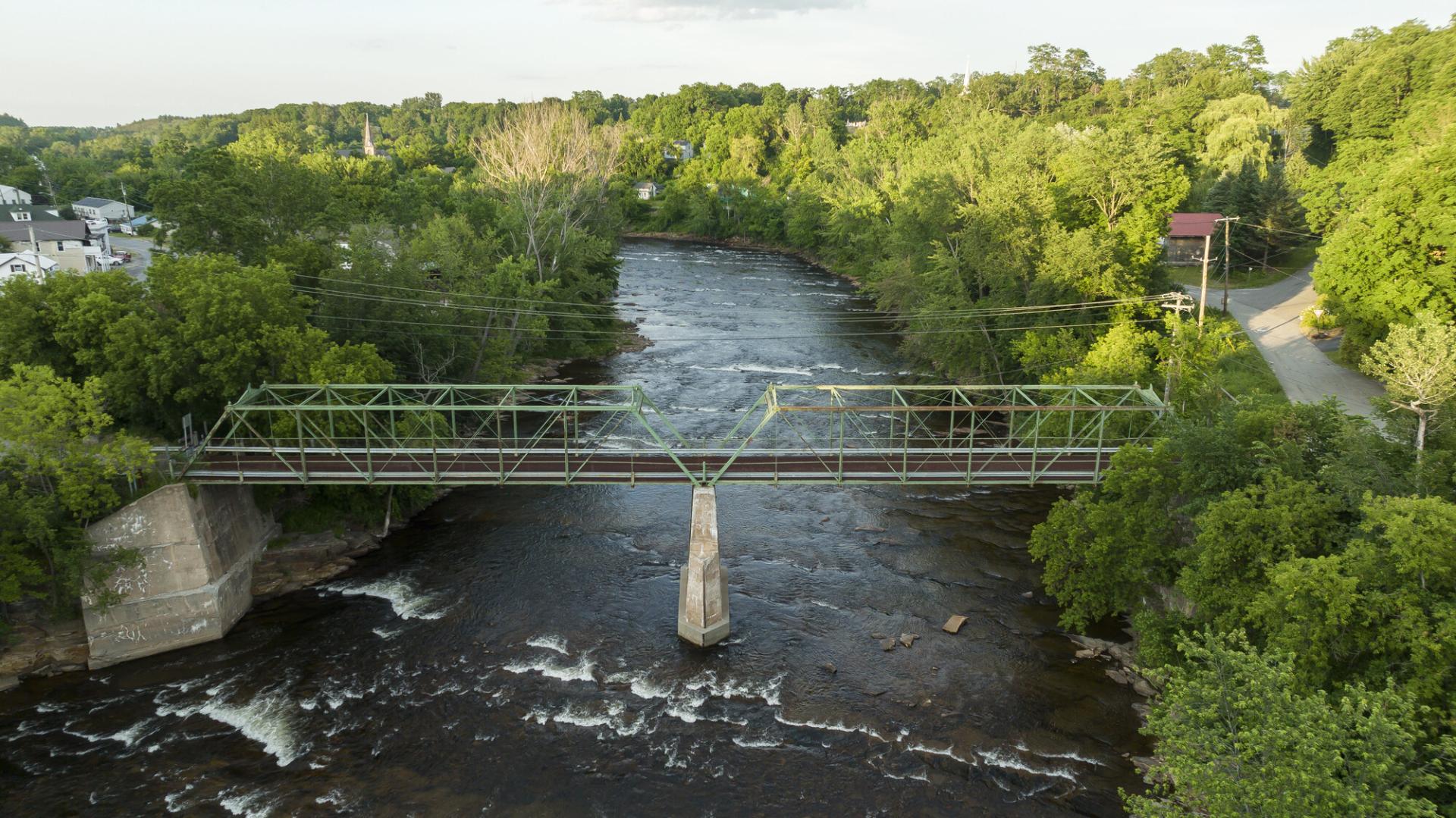 A metal walk bridge in Keeseville