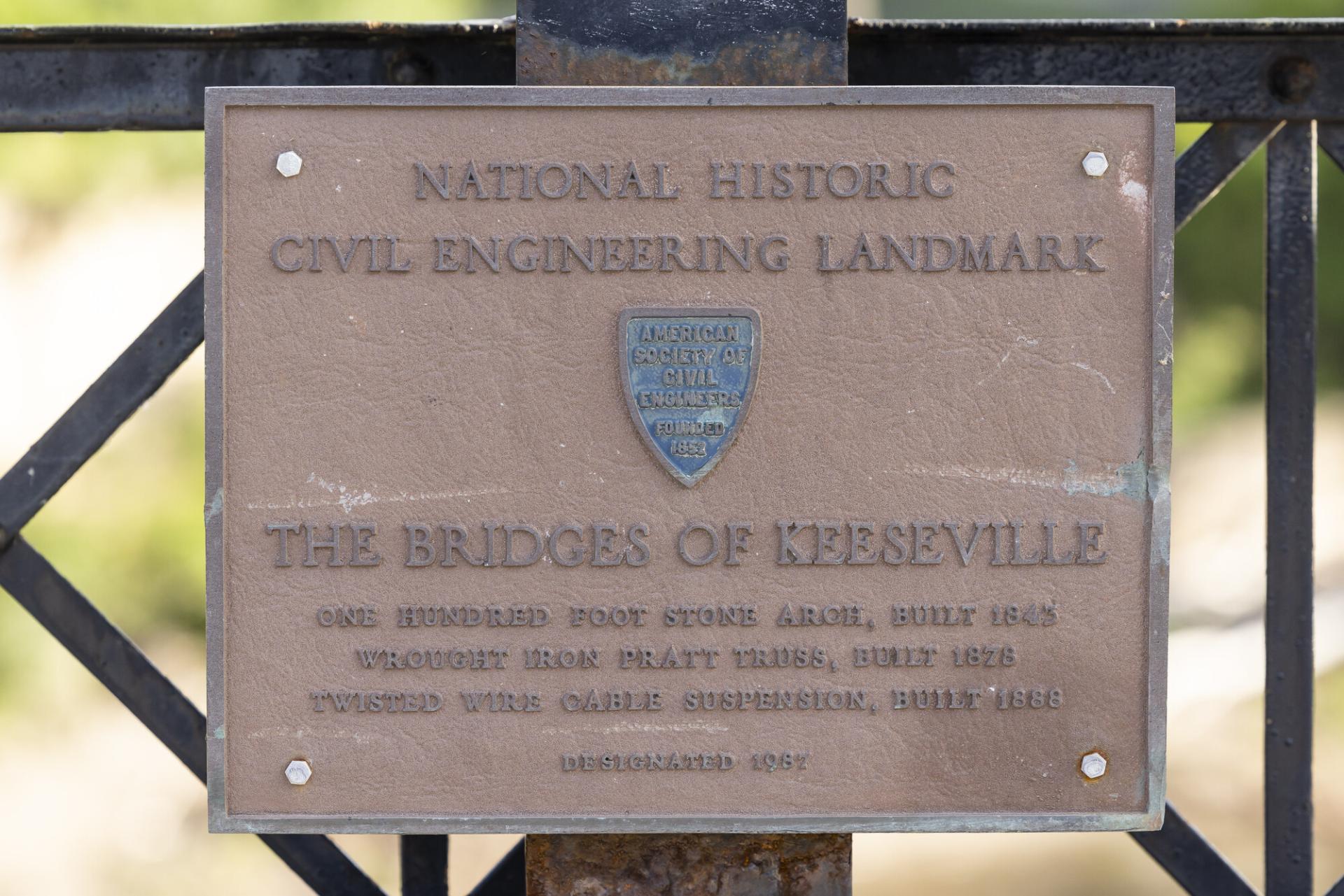 Plaque for the Bridge of Keeseville.