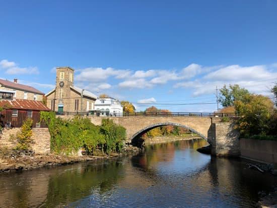 A stone bridge over a river