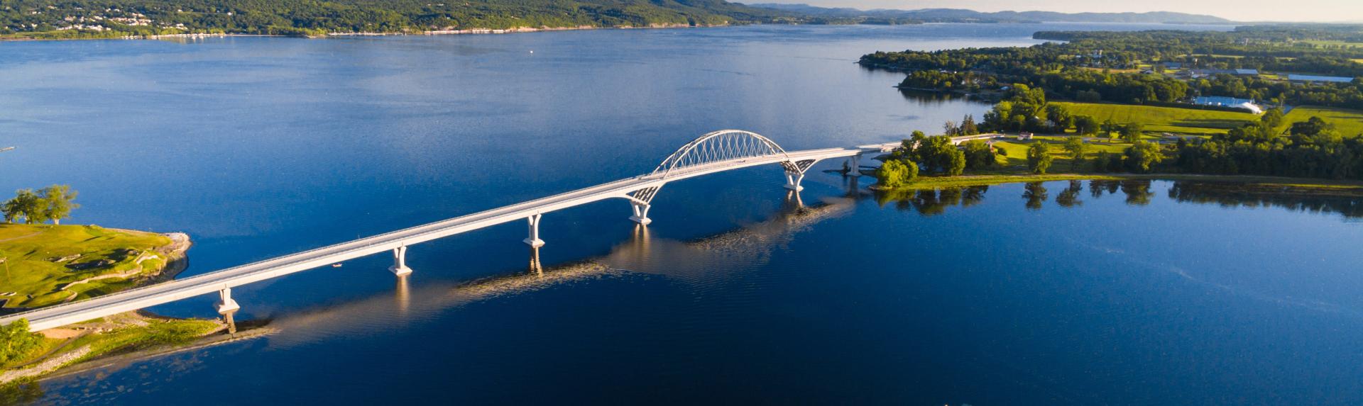 Lake Champlain Bridge spans a strategic narrows of Lake Champlain.