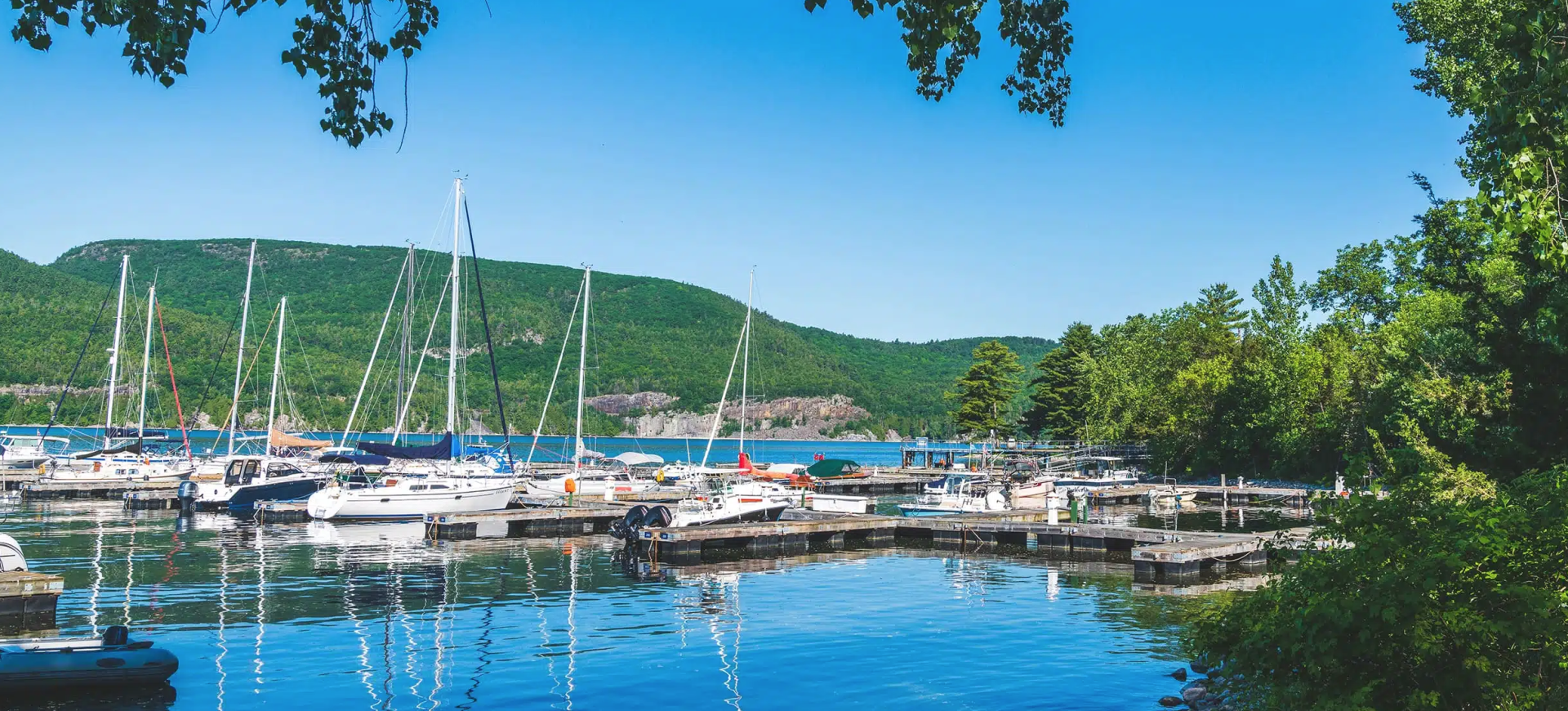 marina in willsboro filled with boats on a bright day