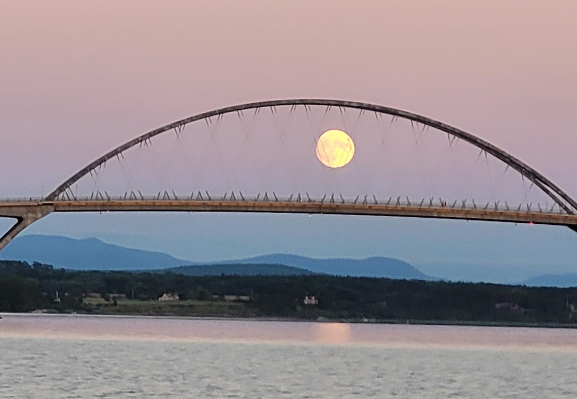 Moon over lake