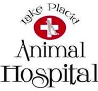 Lake Placid Animal Hospital logo of red circle with white cross and grey dog silhouette in center.
