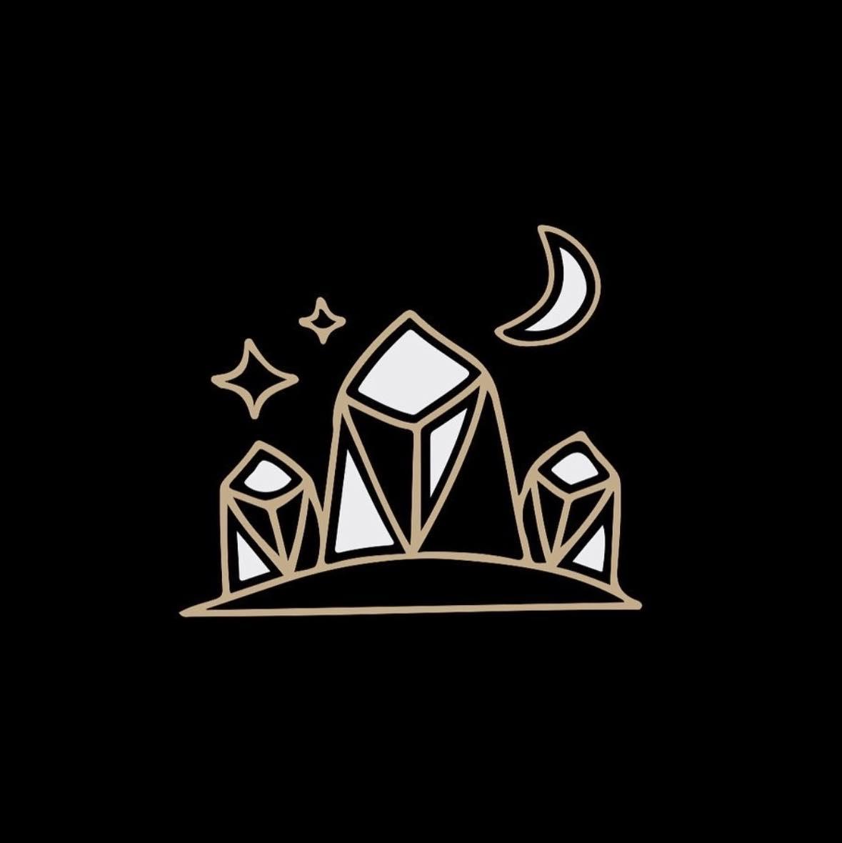 An illustration of three gems with stars and moon above.