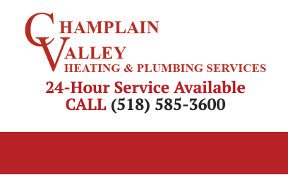 Red lettering Champlain Valley Heating & Plumbing Services